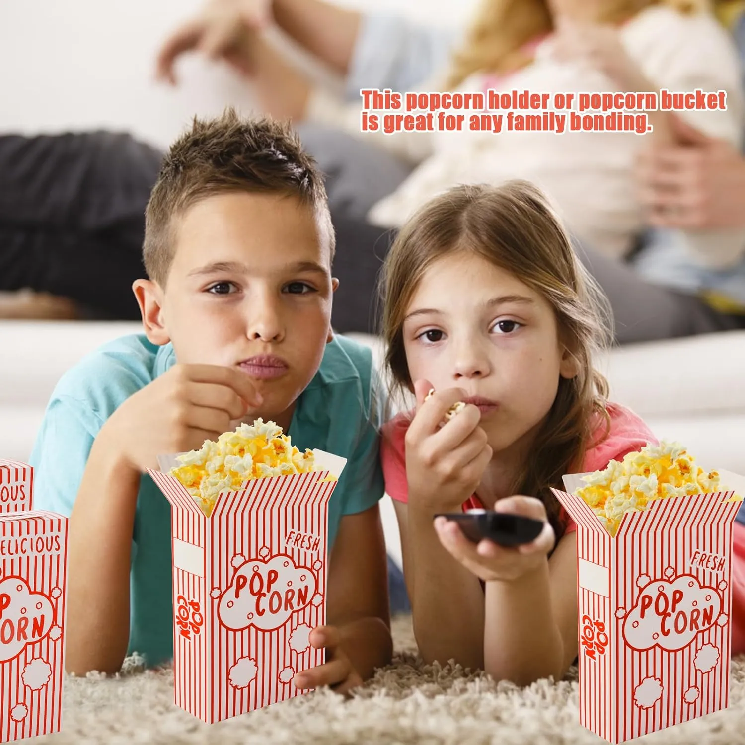 100 Packs Popcorn Boxes Containers 1.25 Oz Paper Popcorn Buckets Red and White Striped Close-Top Cardboard Pop Corn Bowls Individual Servings Bags for Party Movie Night