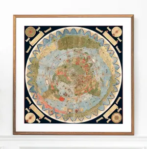 1587 Urbano Monte Map - World Map for Wall - Unframed Flat Earth Map of the World - Historic Globe Model Poster - Cartophiles Map Lovers Gifts (16"x16")