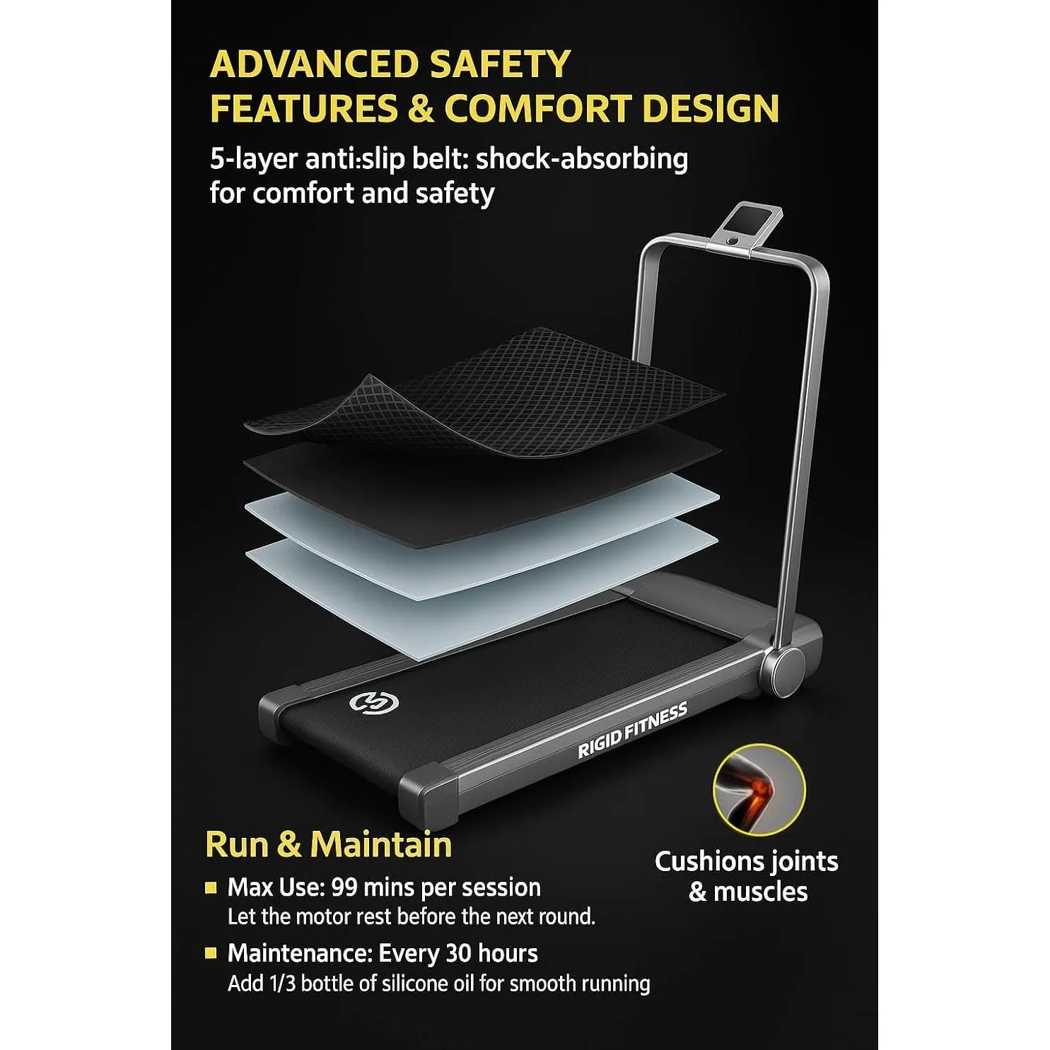 2-in-1 Foldable Jogging Incline Treadmill for Home & Office - Under Desk Walking Pad with Handrail, Powerful Motor 2HP Peak, Speed to 8 km/h, 3 Adjustable Levels, Holds up to 218lbs/99kg