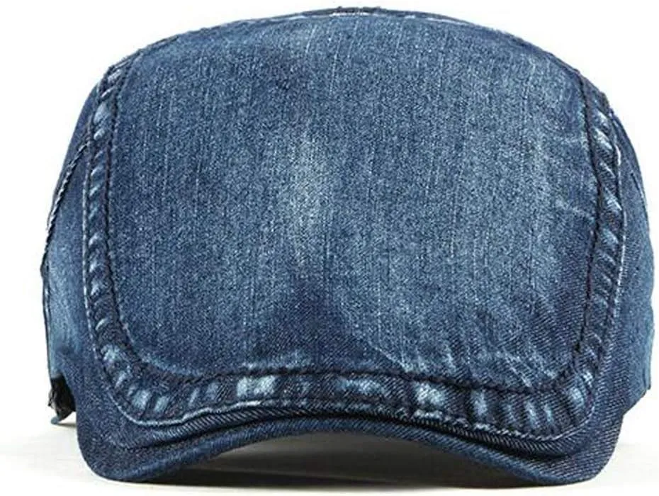 2 Pack Mens Denim Cotton Newsboy Cap Ivy Gatsby Driving Hunting Cabbie Hats