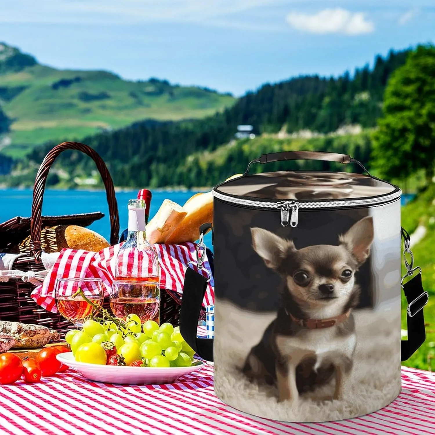 24 Cans Collapsible Soft Cooler Bag,Cute Chihuahua Large Leakproof Camping Cooler,Portable Travel Cooler for Picnic, Camping, Beach, Trip