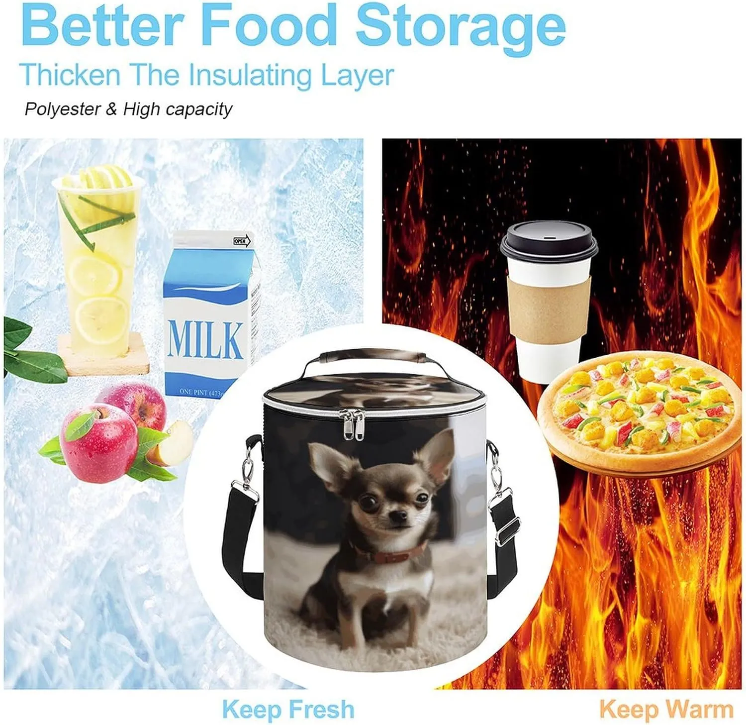 24 Cans Collapsible Soft Cooler Bag,Cute Chihuahua Large Leakproof Camping Cooler,Portable Travel Cooler for Picnic, Camping, Beach, Trip