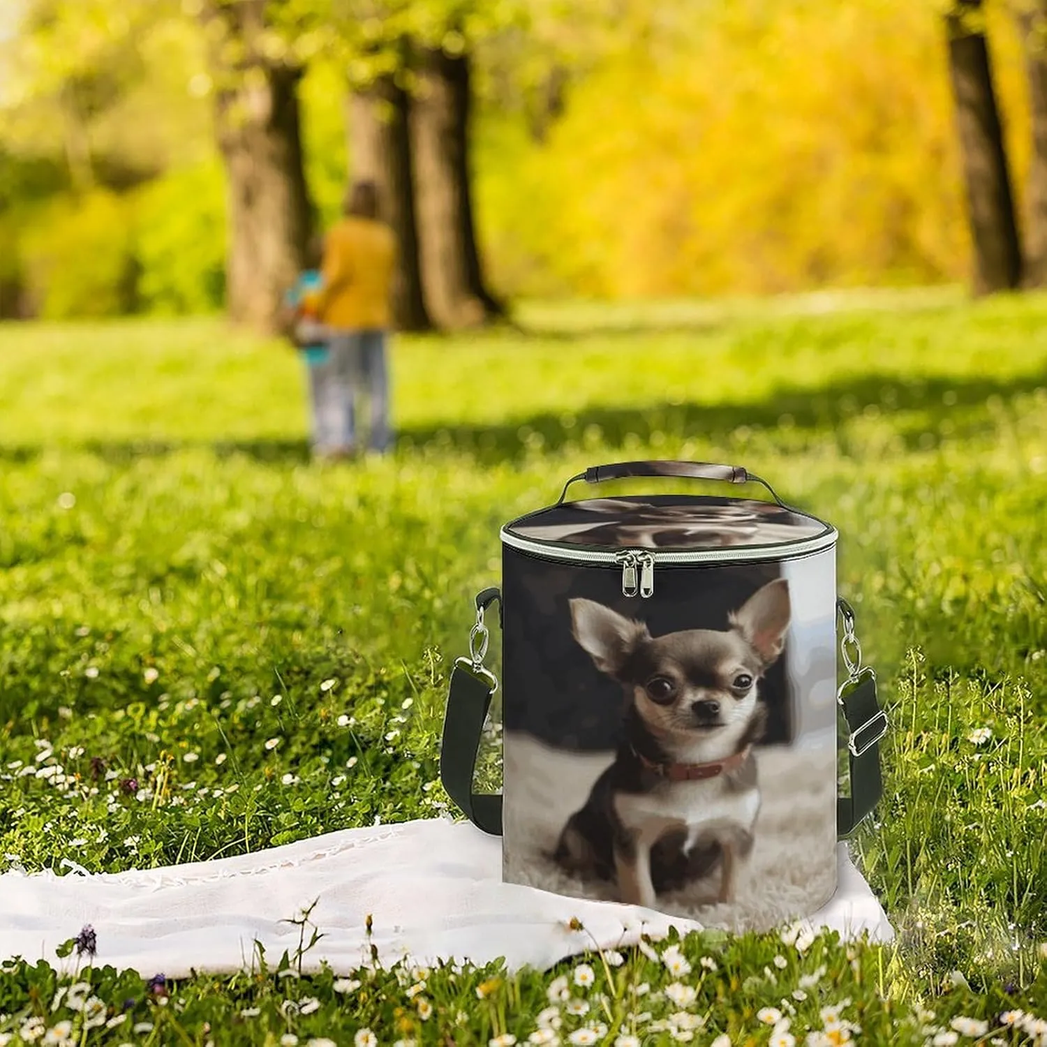 24 Cans Collapsible Soft Cooler Bag,Cute Chihuahua Large Leakproof Camping Cooler,Portable Travel Cooler for Picnic, Camping, Beach, Trip