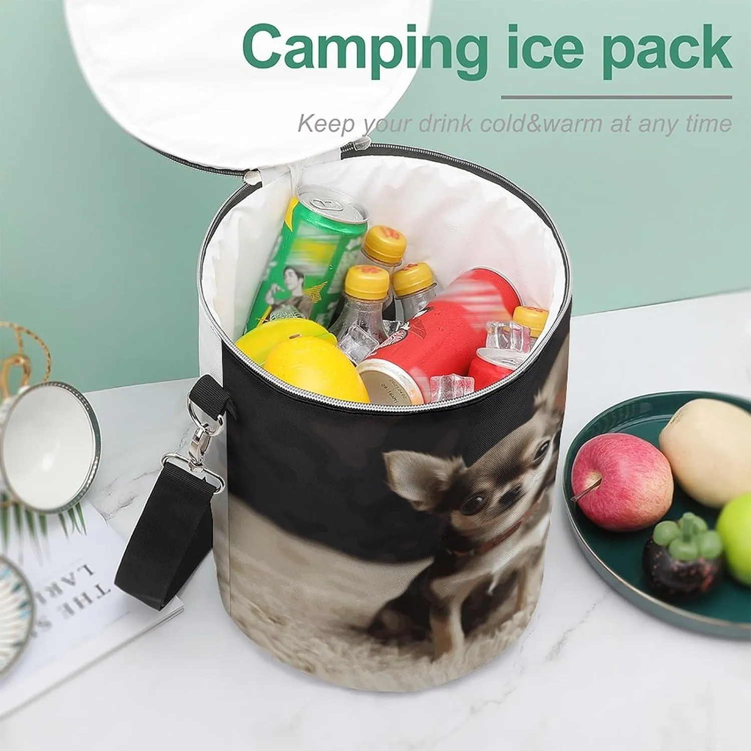 24 Cans Collapsible Soft Cooler Bag,Cute Chihuahua Large Leakproof Camping Cooler,Portable Travel Cooler for Picnic, Camping, Beach, Trip