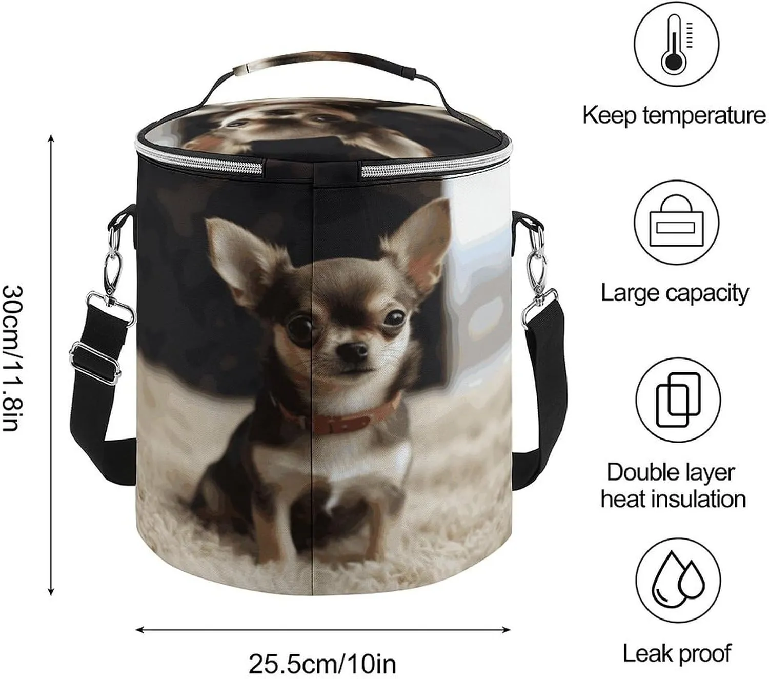 24 Cans Collapsible Soft Cooler Bag,Cute Chihuahua Large Leakproof Camping Cooler,Portable Travel Cooler for Picnic, Camping, Beach, Trip