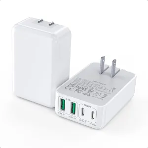 2Pack Flat USB C Wall Charger,40W 4Ports Foldable & Slim Fast Charging Cube