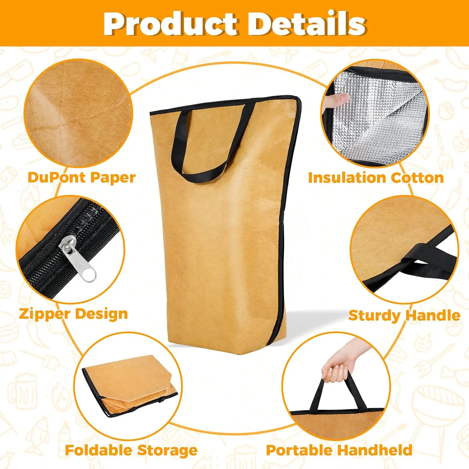 2PCS BBQ Blanket for Resting Meat BBQ Insulated Meat Resting Bag with Handle Reusable Reat Insulated Resting Bag for Outdoor BBQ Smokers and Grilling Outdoor Activities (21inch-2pcs)
