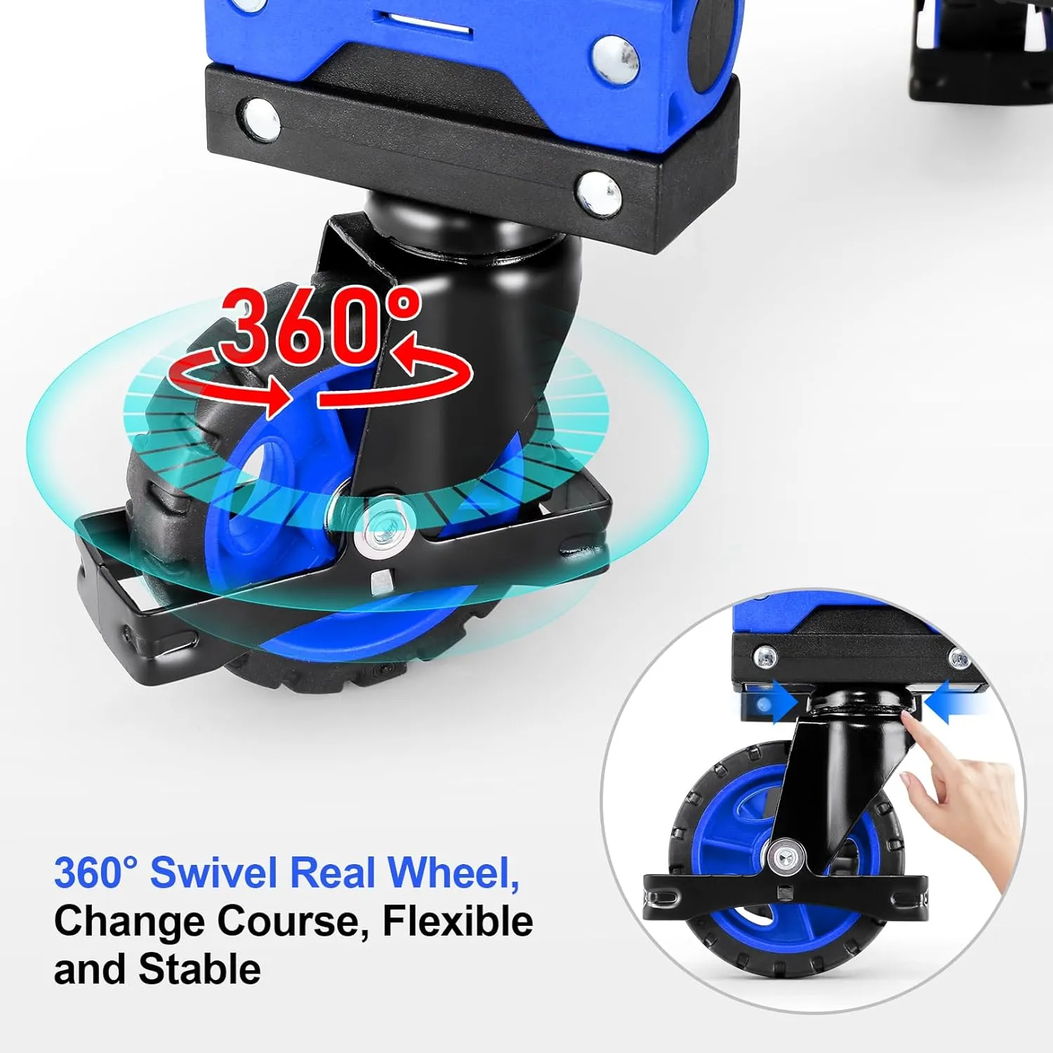 330LB Folding Hand Truck Heavy Duty Carrying, Combination of Four Wheels and Two Wheels Convertible Dolly Cart with Retractable Handle Dolly for Moving Office Carts(Blue)