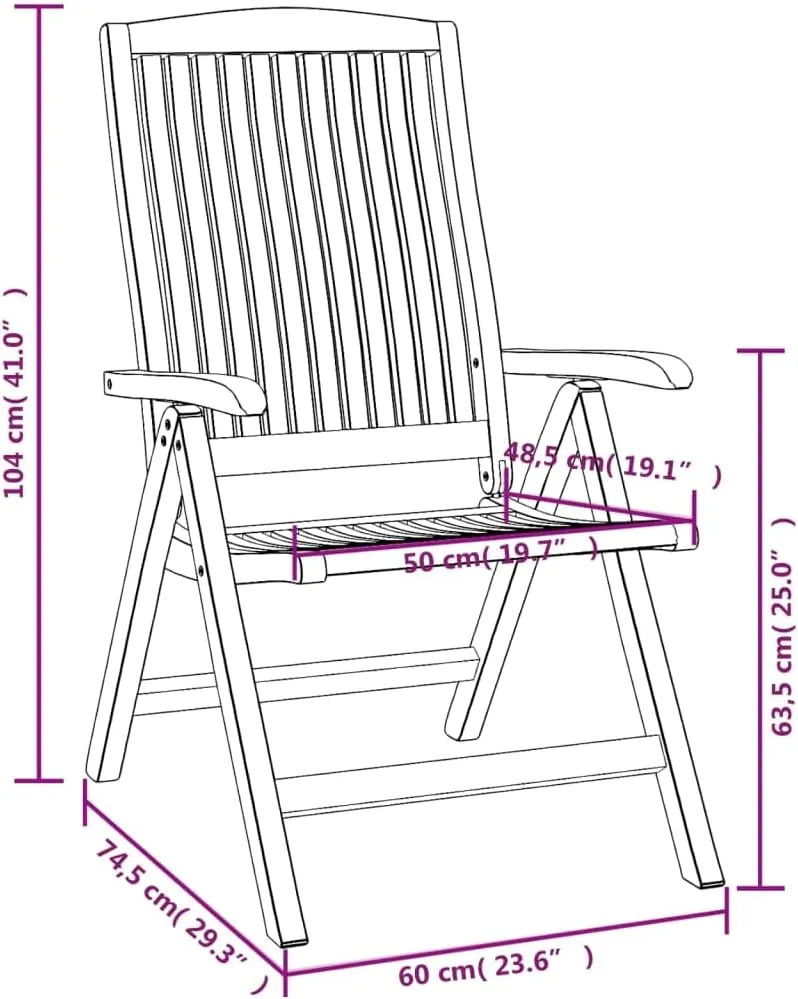 4-Piece Solid Teak Wood Reclining Patio Chairs Set with Adjustable Backrest, Foldable Outdoor Lounge Furniture for Poolside, Beach, and Backyard Relaxation
