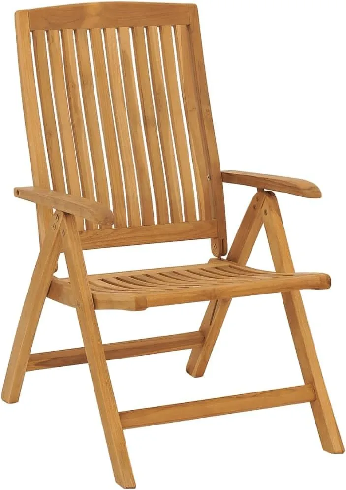 4-Piece Solid Teak Wood Reclining Patio Chairs Set with Adjustable Backrest, Foldable Outdoor Lounge Furniture for Poolside, Beach, and Backyard Relaxation