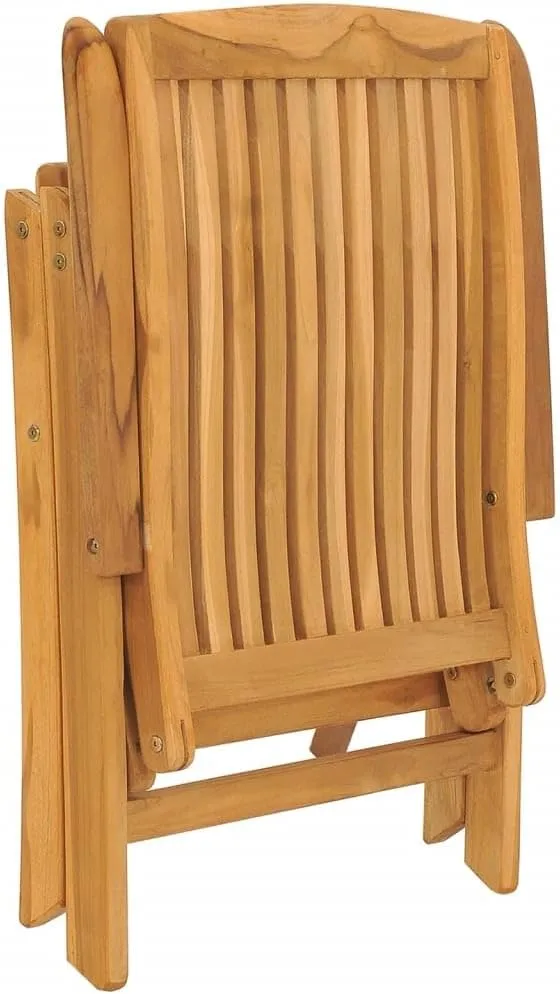 4-Piece Solid Teak Wood Reclining Patio Chairs Set with Adjustable Backrest, Foldable Outdoor Lounge Furniture for Poolside, Beach, and Backyard Relaxation