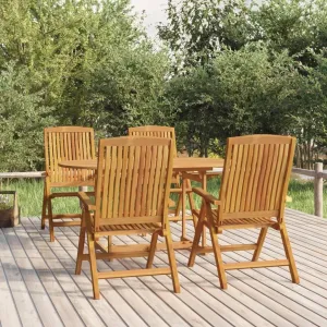 4-Piece Solid Teak Wood Reclining Patio Chairs Set with Adjustable Backrest, Foldable Outdoor Lounge Furniture for Poolside, Beach, and Backyard Relaxation