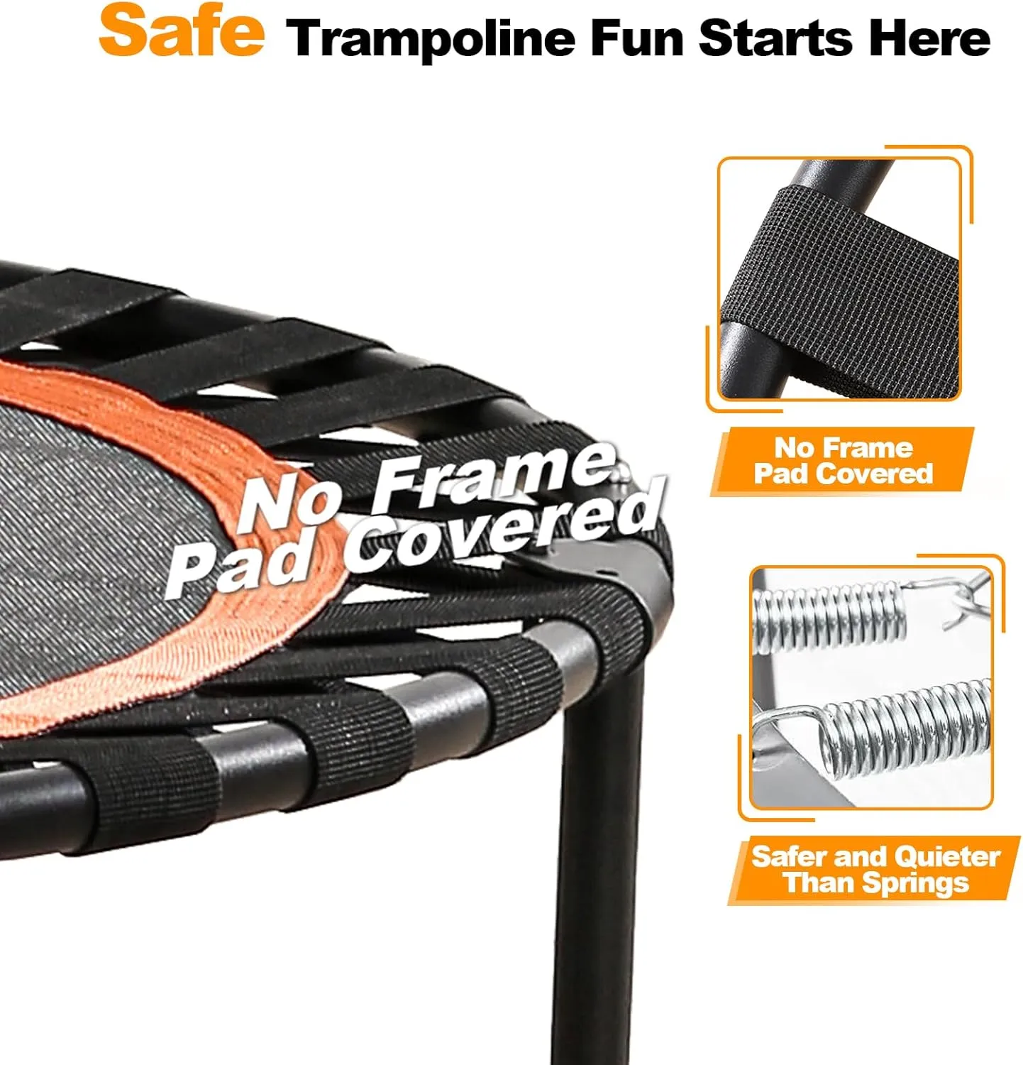40"/48" Foldable Mini Trampoline Load 330lbs, Portable Exercise Rebounder with Durable Bungee Band, Fitness Trampoline for Adults and Kids