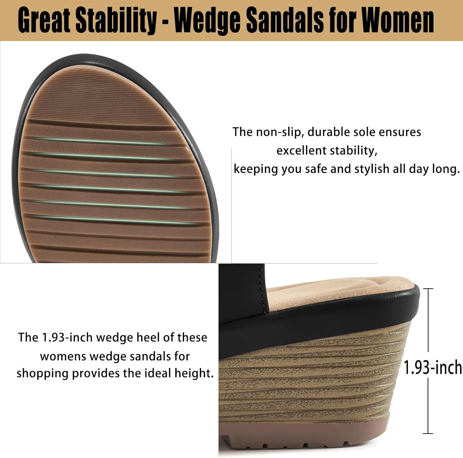 Ablanczoom Wedge Sandals for Women Dressy: Comfortable Elastic Ankle Strap Summer Causal Walking Low Platform Sandal