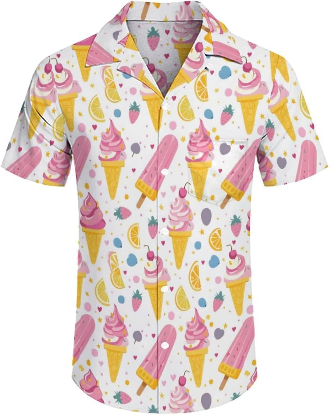 Adugen Origei Men's Two Piece Matching Sets Trees Pattern Beach Suit Button-Up Shirt