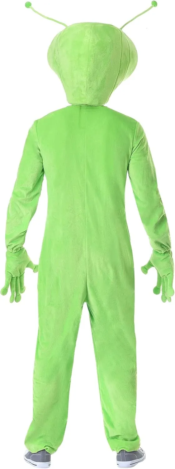 Adult Alien Costume, Classic Green Extraterrestrial Jumpsuit, Oversized Martian Outfit