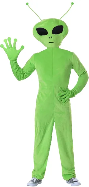 Adult Alien Costume, Classic Green Extraterrestrial Jumpsuit, Oversized Martian Outfit