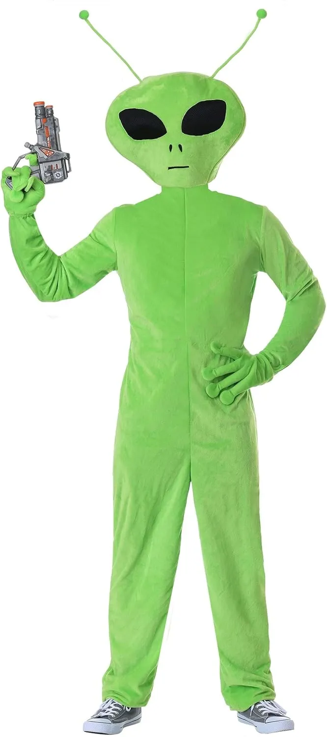 Adult Alien Costume, Classic Green Extraterrestrial Jumpsuit, Oversized Martian Outfit