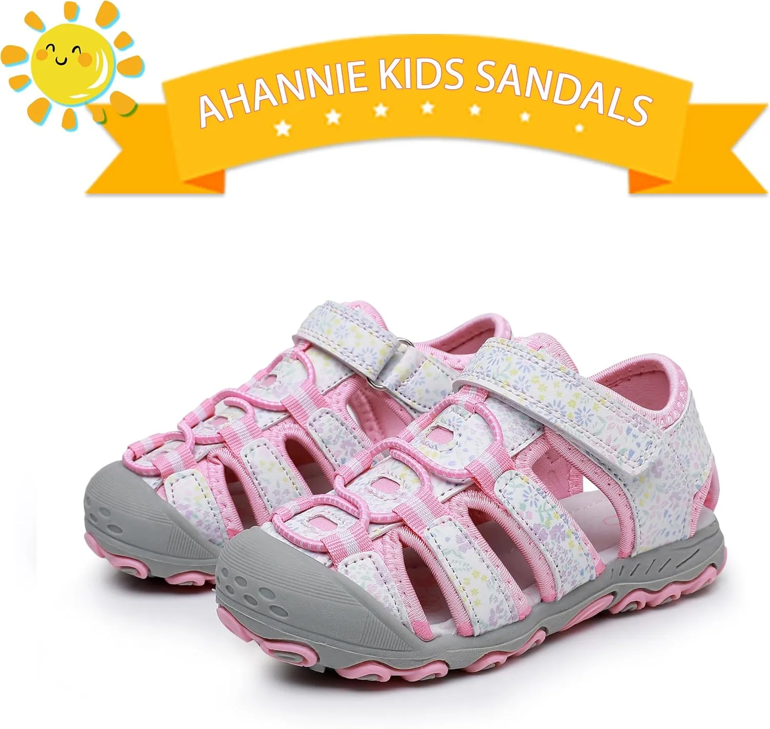Ahannie Boys Girls Outdoor Sport Sandals,Kids Closed Toe Beach Sandals, Toddler Summer Shoes