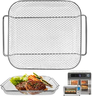 Air Fryer Basket Replacement for Emeril Lagasse 26 QT Extra Large Air Fryer Convection Toaster Oven, 12.5 * 10.2'' Non-stick Mesh Air Fryer Basket Wire Rack Accessories Parts, Dishwasher Safe