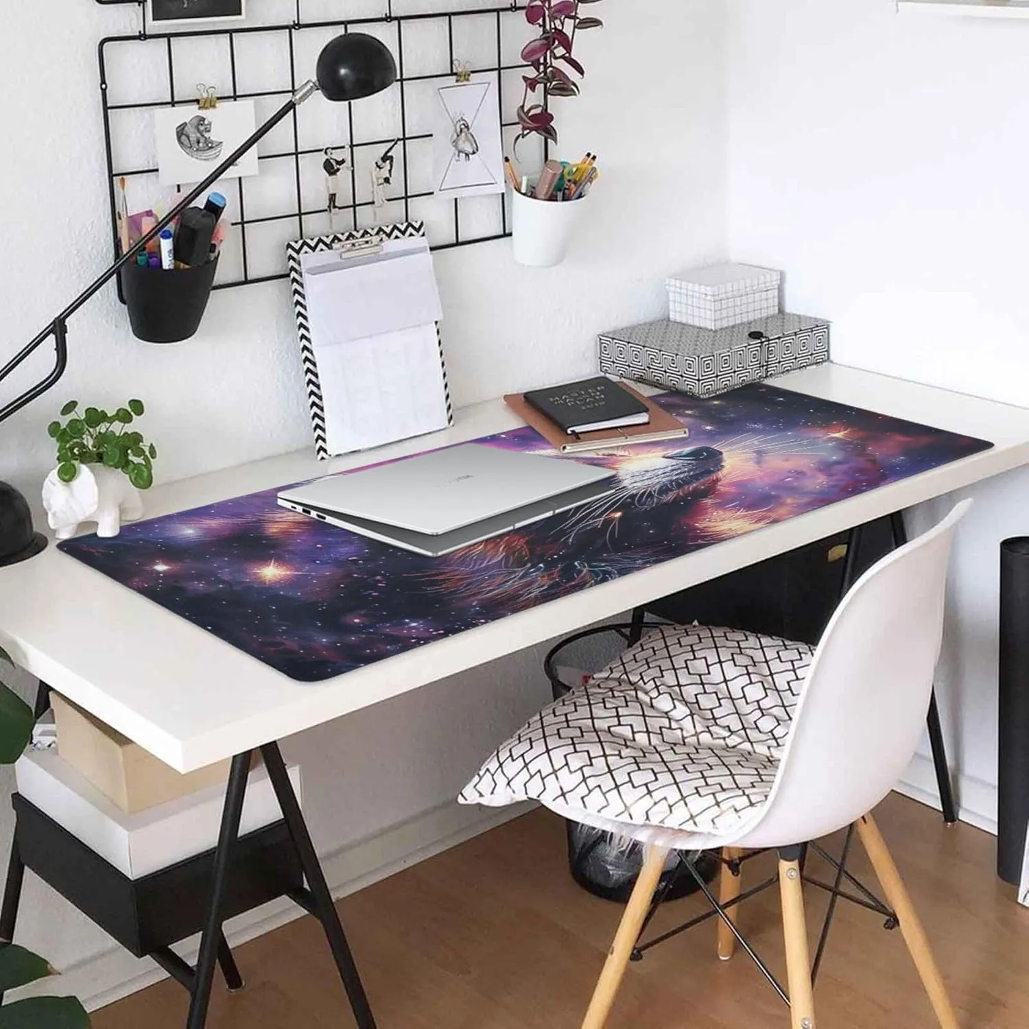 ALAZA Raccoon Nebula Galaxy Large Gaming Mouse Pad Big Mousepad Mice Keyboard Mat with Non-Slip Rubber Base for Computer Laptop Home & Office, 35.4 X 15.7 inch