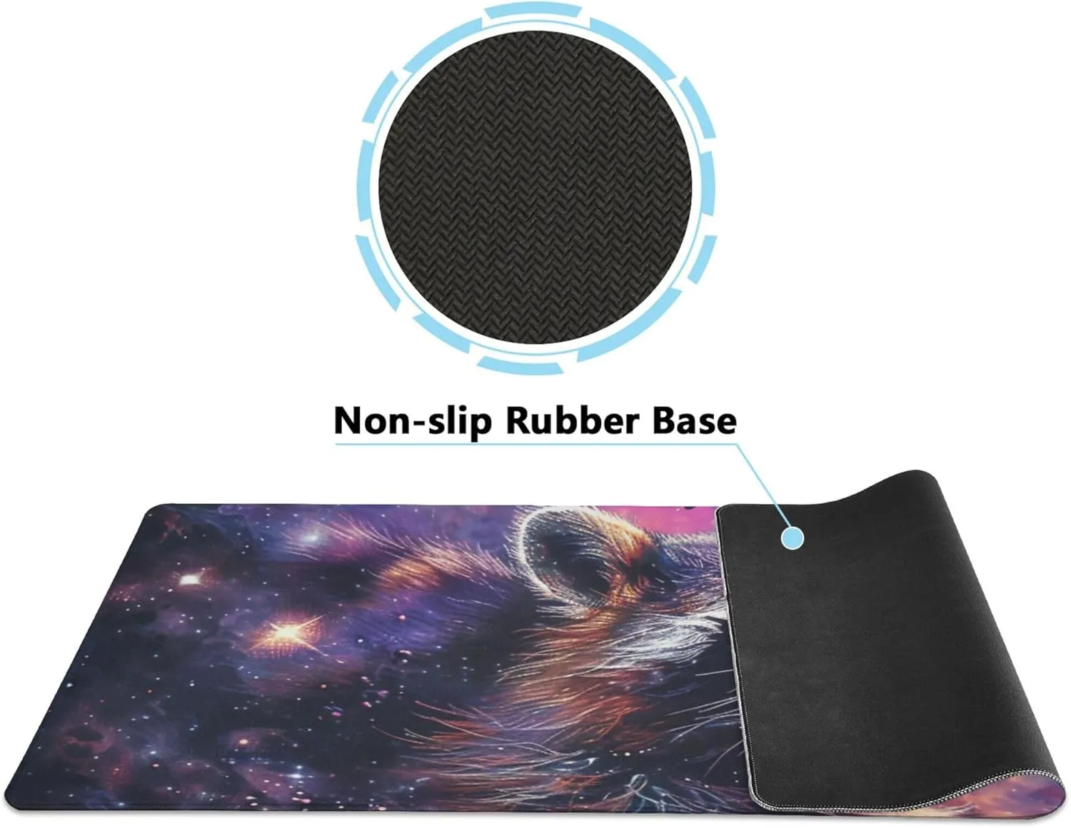 ALAZA Raccoon Nebula Galaxy Large Gaming Mouse Pad Big Mousepad Mice Keyboard Mat with Non-Slip Rubber Base for Computer Laptop Home & Office, 35.4 X 15.7 inch