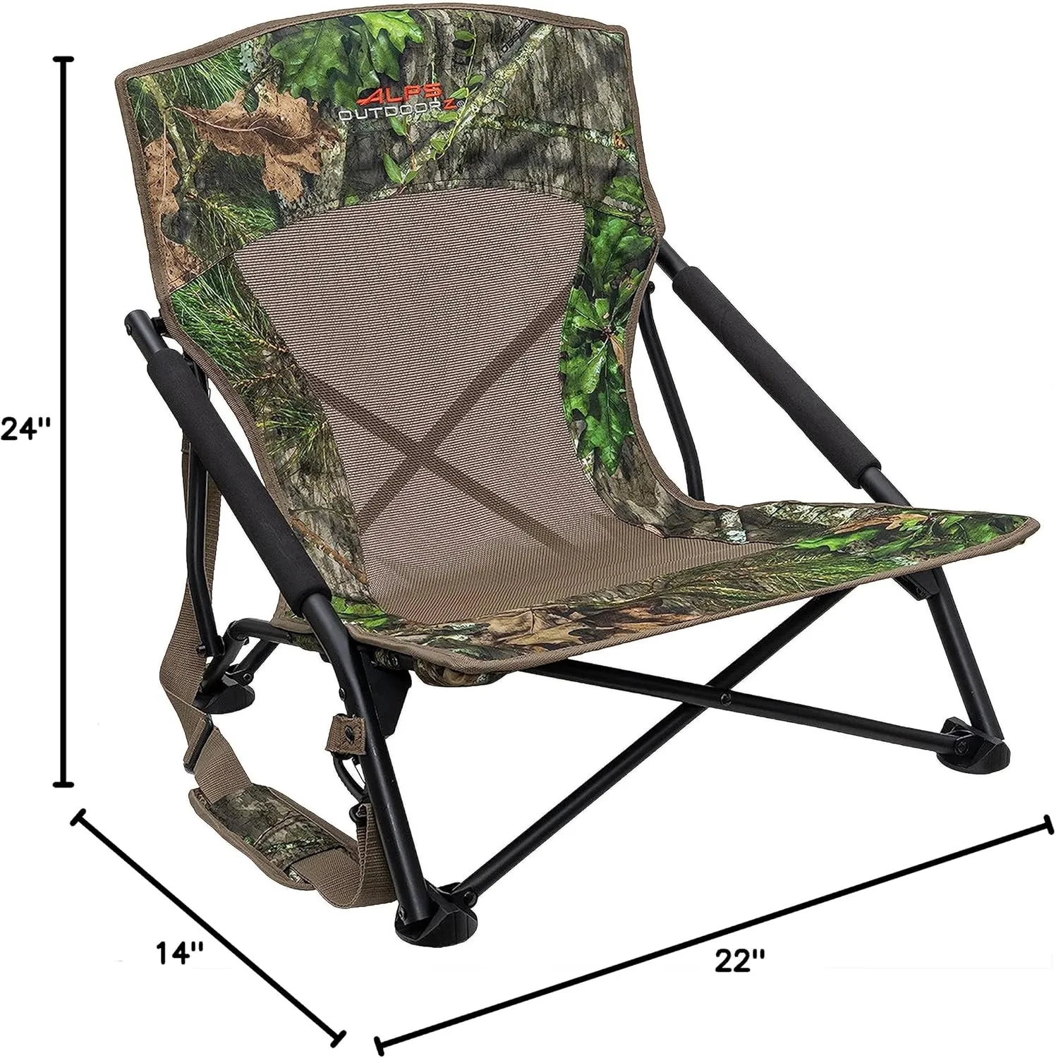 ALPS OutdoorZ Vanish Turkey Hunting Chair with Foldable Low Profile Design, Mossy Oak Obsession Camo, Durable Steel Frame, and Padded Shoulder Carry Strap
