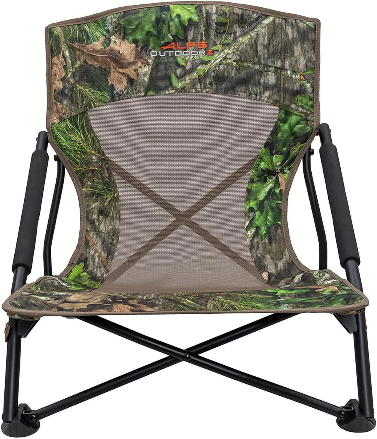 ALPS OutdoorZ Vanish Turkey Hunting Chair with Foldable Low Profile Design, Mossy Oak Obsession Camo, Durable Steel Frame, and Padded Shoulder Carry Strap
