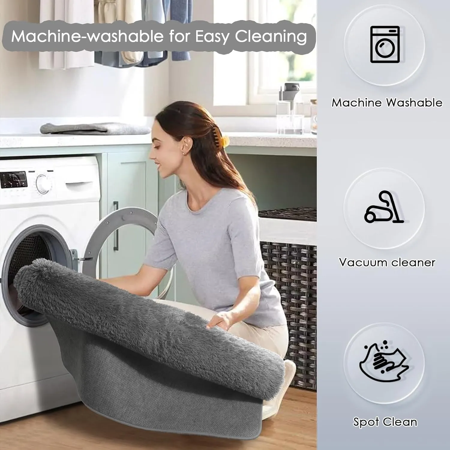 Amdrebio Grey Area Rugs for Bedroom Living Room, Fluffy Fuzzy Modern Rugs for Kids Room, Furry Floor Shaggy Throw Gray Carpet for Baby Nursery Preppy Dorm Office, Home Decor, Farmhouse Thick Rug 4x6