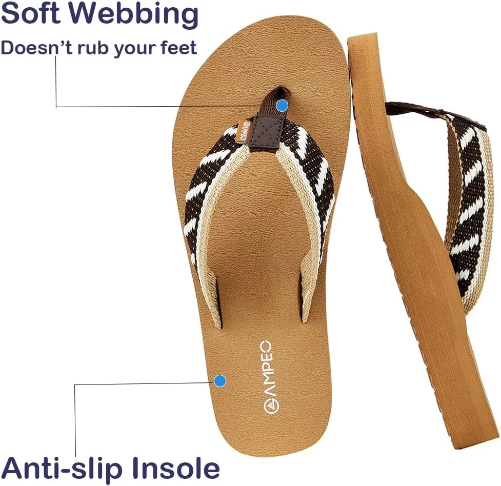 Ampeo Women's Arch Support Flip Flops Comfortable Casual Summer Beach Thong Sandals