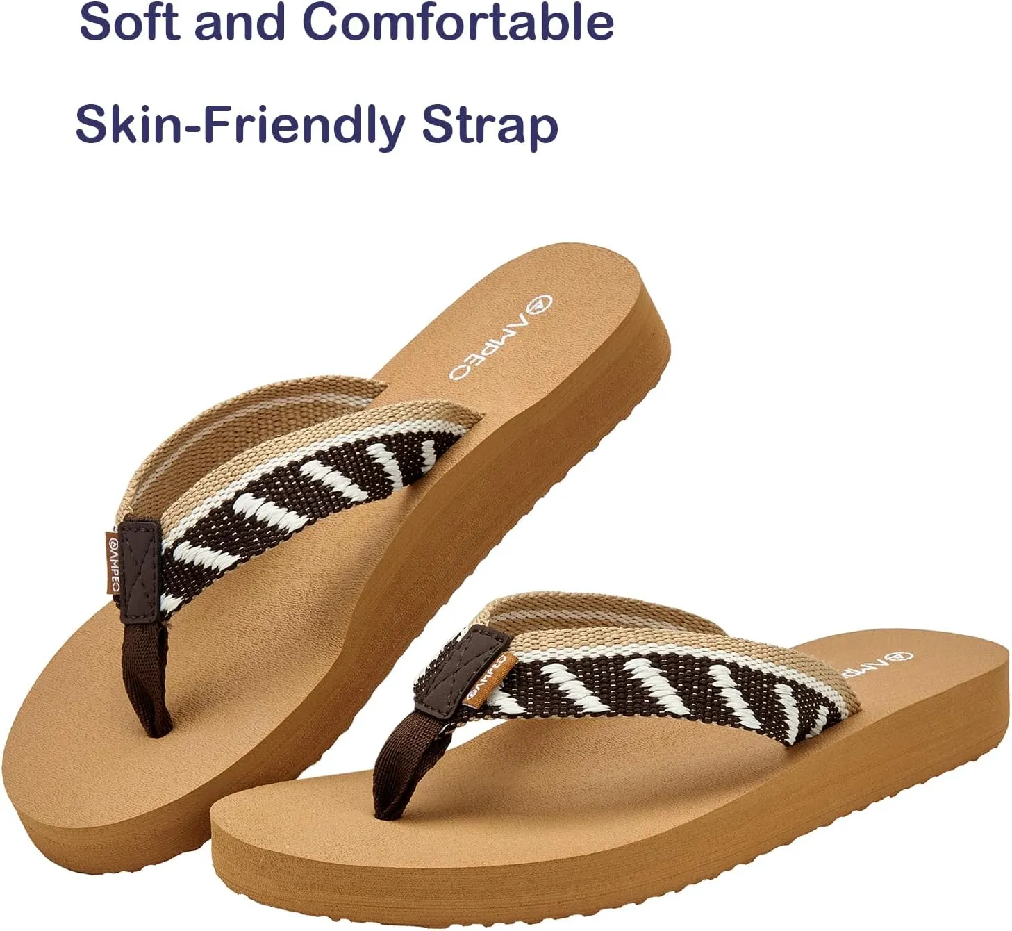 Ampeo Women's Arch Support Flip Flops Comfortable Casual Summer Beach Thong Sandals