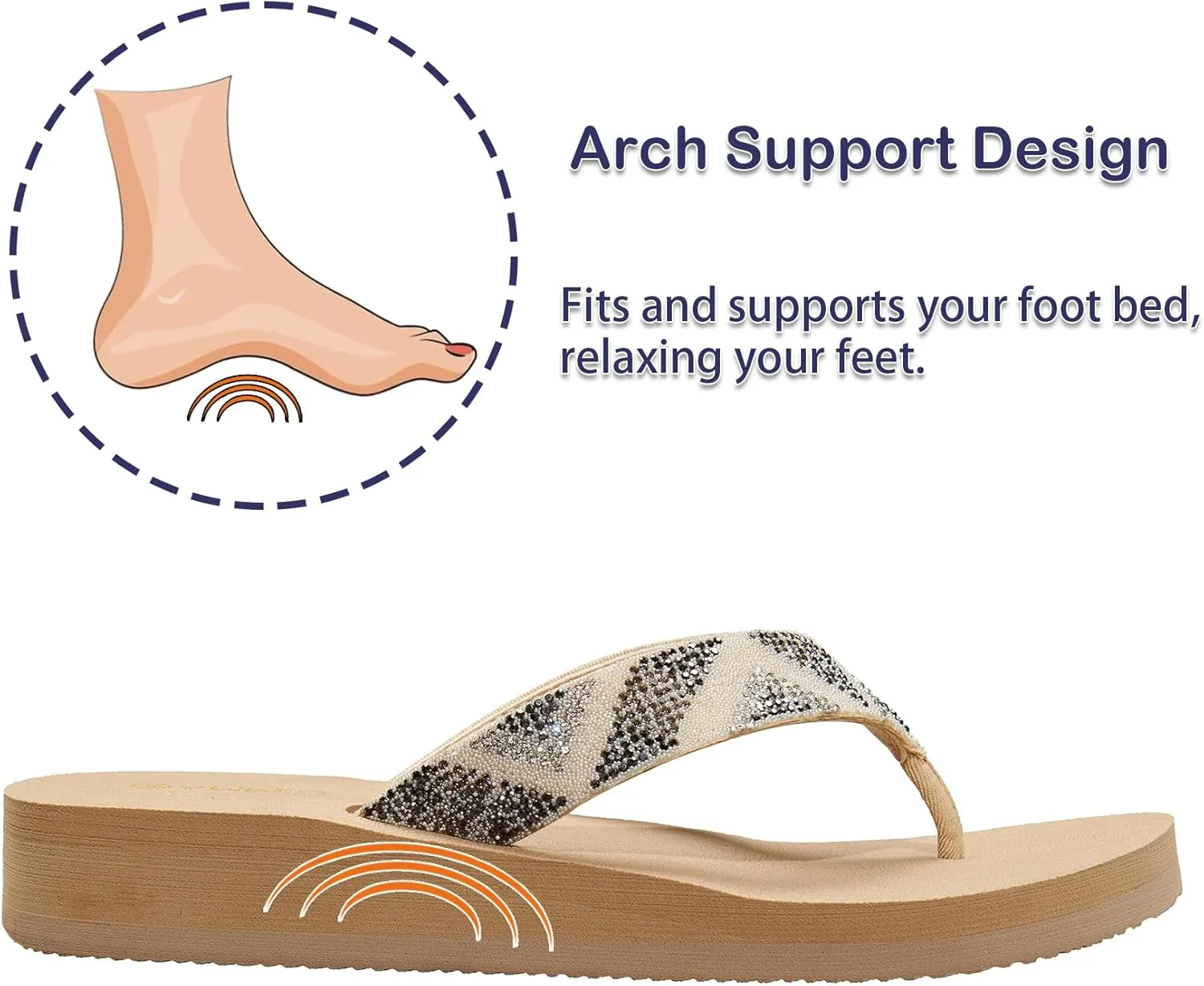 Ampeo Women's Arch Support Flip Flops Comfortable Casual Summer Beach Thong Sandals