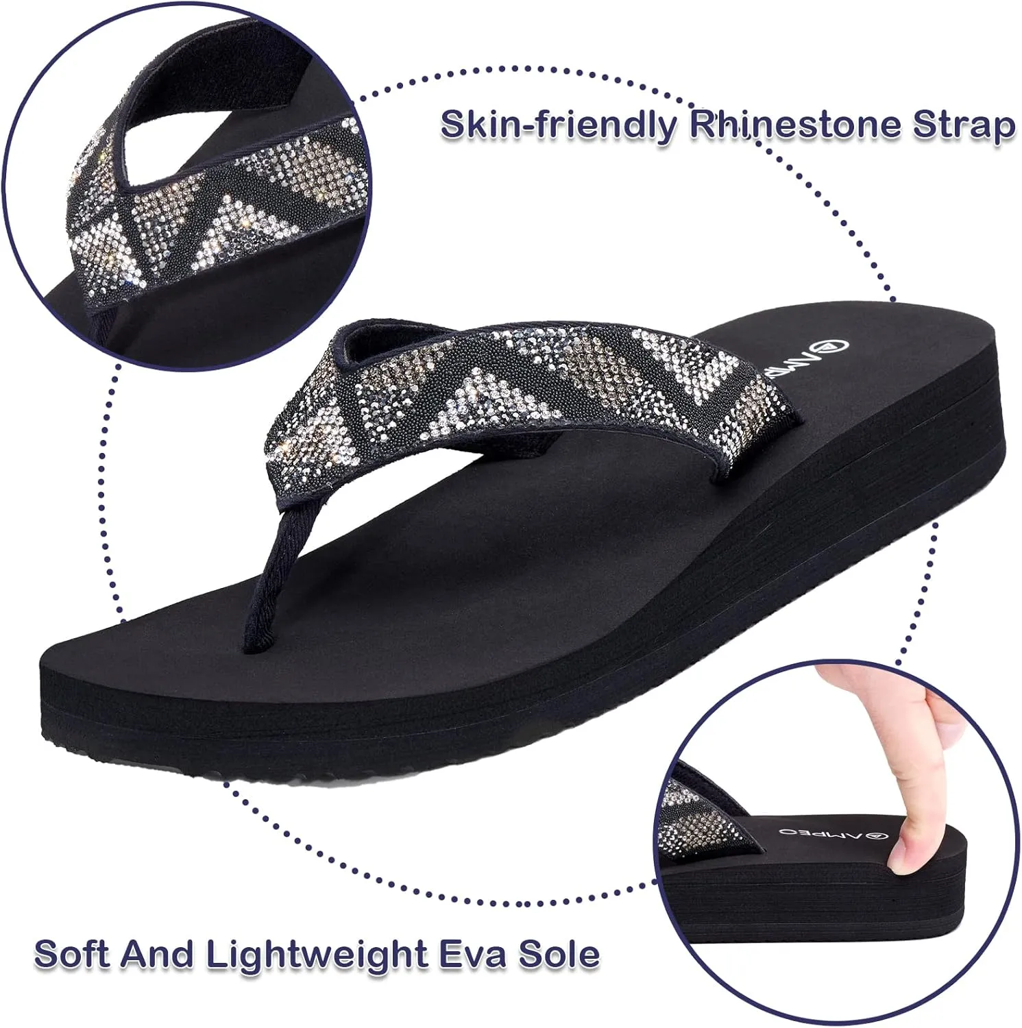 Ampeo Women's Arch Support Flip Flops Comfortable Casual Summer Beach Thong Sandals