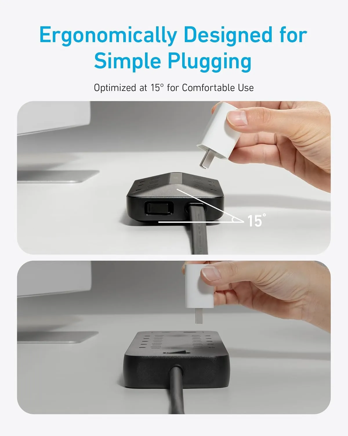 Anker Flat Plug Power Strip 300J with USB Ports, 10-in-1 Ultra Thin Power Strip with 6 AC, 2 USB-A and 2 USB-C Ports,5feet Extension Cord, Desk Charging Station,Home Office College Dorm