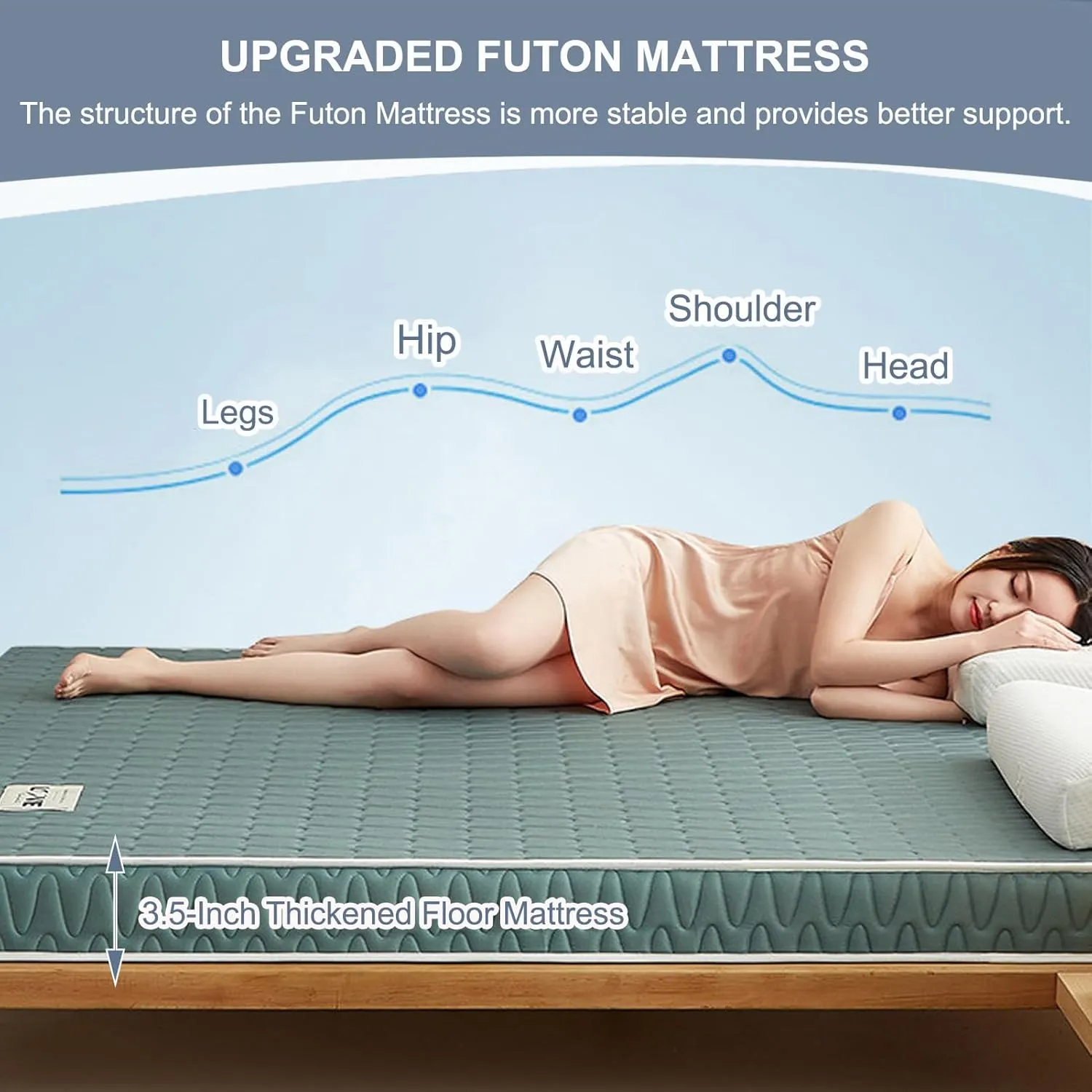 ARMERI Foldable Japanese Floor Mattress, Futon Mattress Roll Up, Foldable Mattress, Tatami Mat, Camping Mattress and Couch Mattress Pad for Floor Folding Mattress,B,Twin(35x80in/90x200cm)