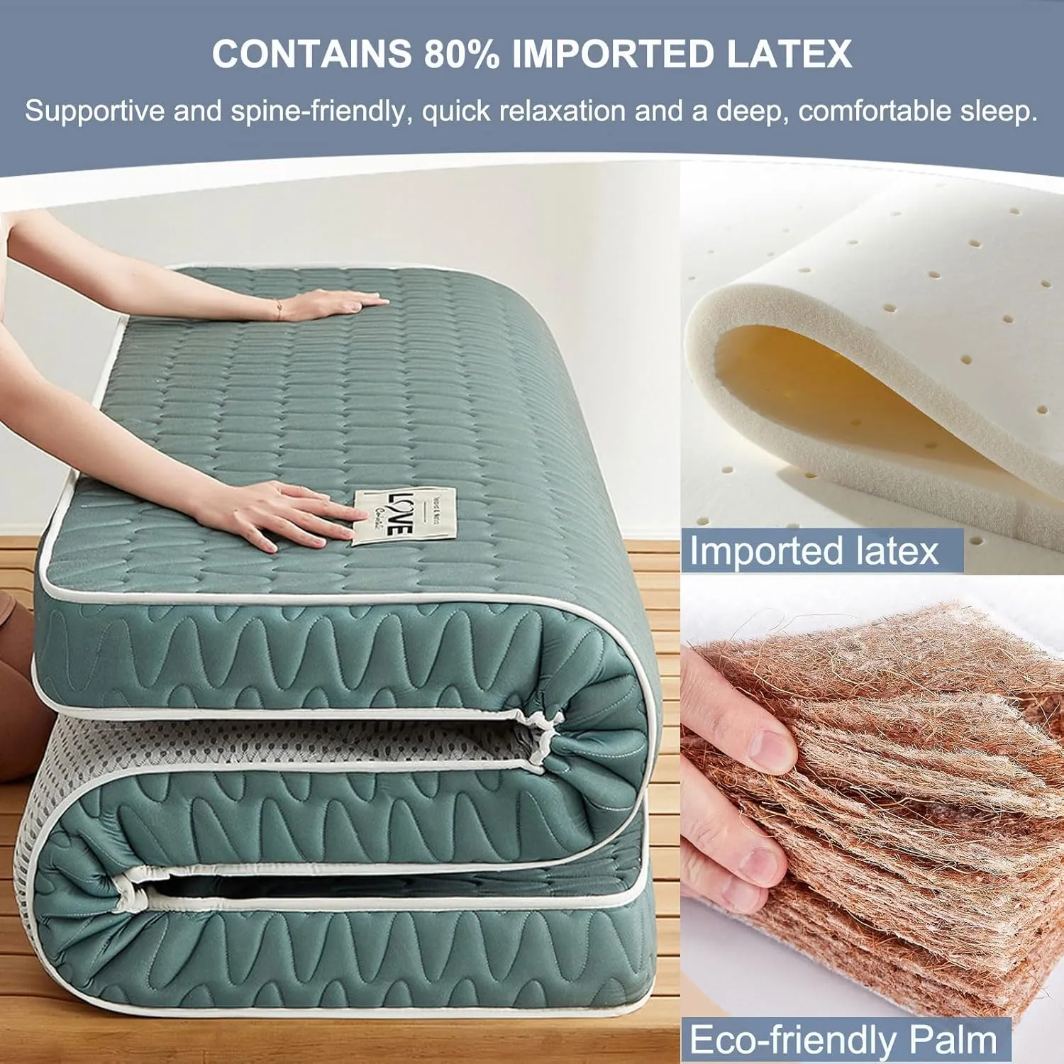 ARMERI Foldable Japanese Floor Mattress, Futon Mattress Roll Up, Foldable Mattress, Tatami Mat, Camping Mattress and Couch Mattress Pad for Floor Folding Mattress,B,Twin(35x80in/90x200cm)