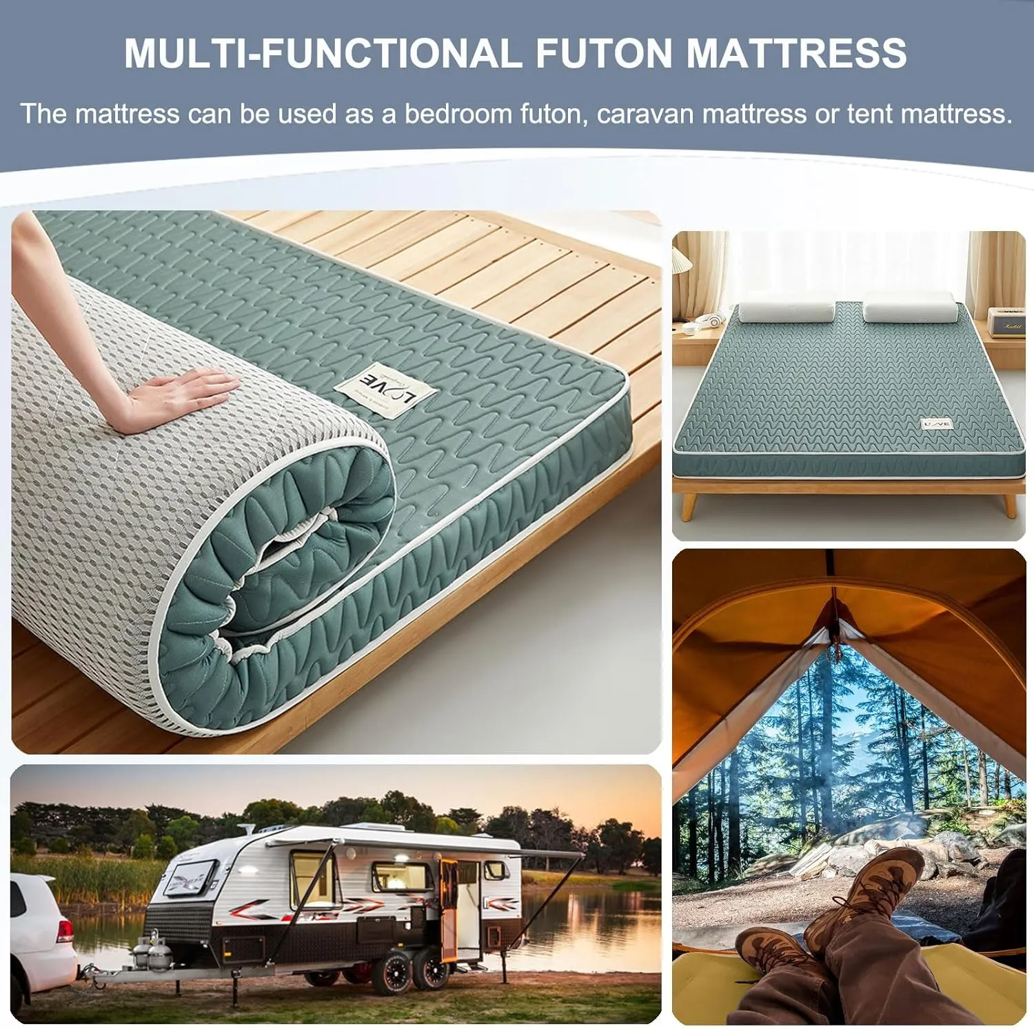 ARMERI Foldable Japanese Floor Mattress, Futon Mattress Roll Up, Foldable Mattress, Tatami Mat, Camping Mattress and Couch Mattress Pad for Floor Folding Mattress,B,Twin(35x80in/90x200cm)