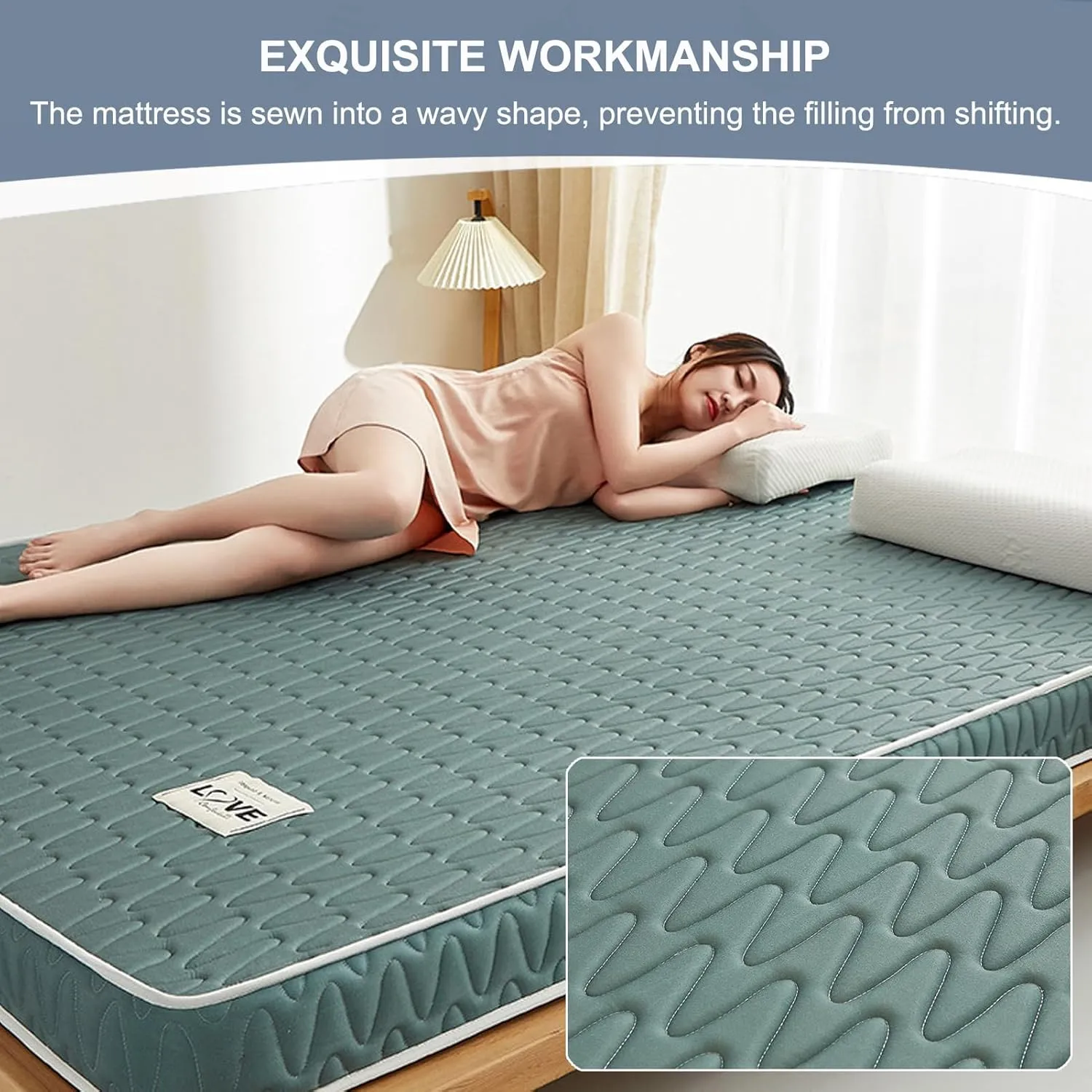ARMERI Foldable Japanese Floor Mattress, Futon Mattress Roll Up, Foldable Mattress, Tatami Mat, Camping Mattress and Couch Mattress Pad for Floor Folding Mattress,B,Twin(35x80in/90x200cm)