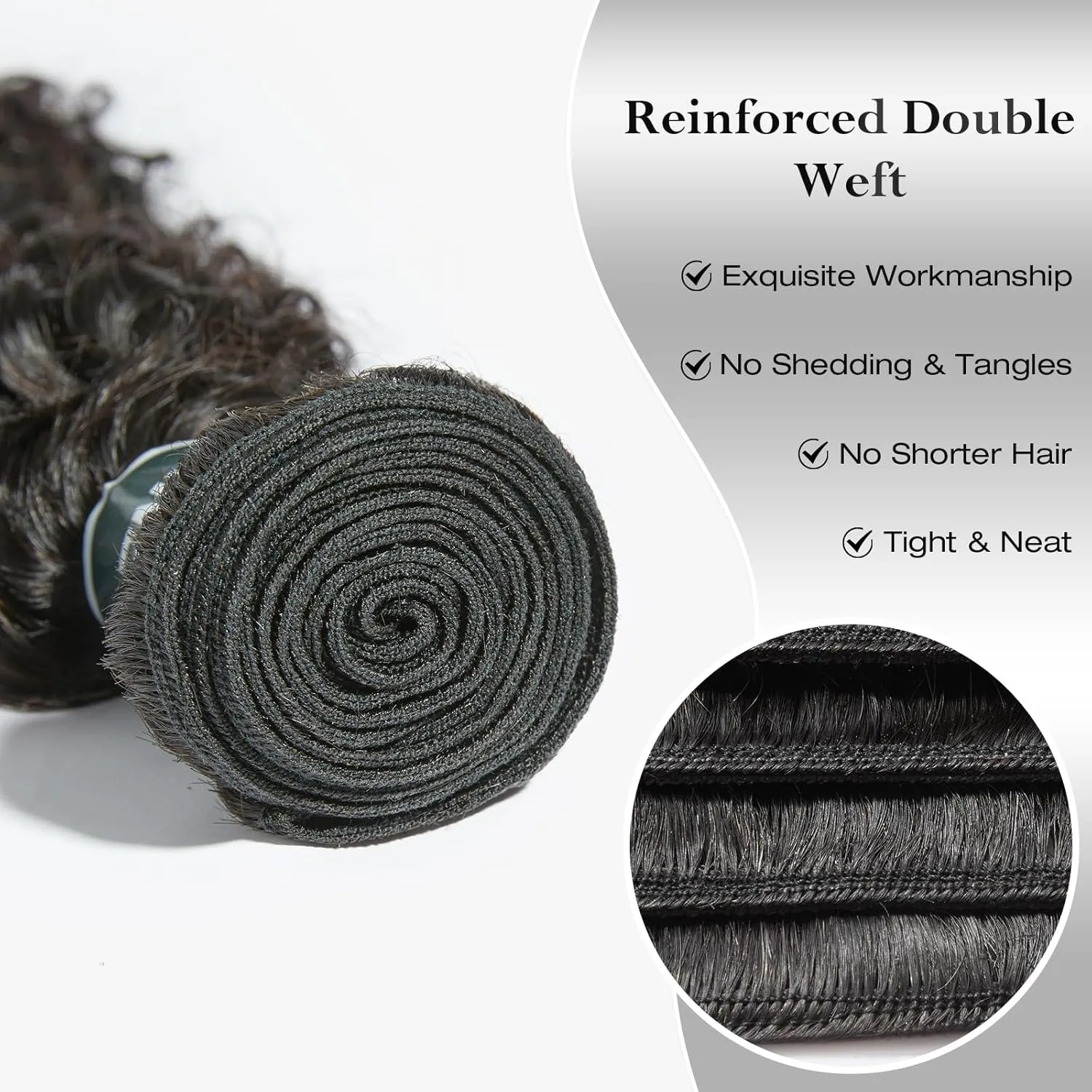 ASHINE Human Hair Bundle Deep Curly Water Wave, Unprocessed Cambodian Raw Hair 20 Inch, Flip Over Quick Weave Wet and Wave Bundles for Women Natural Black