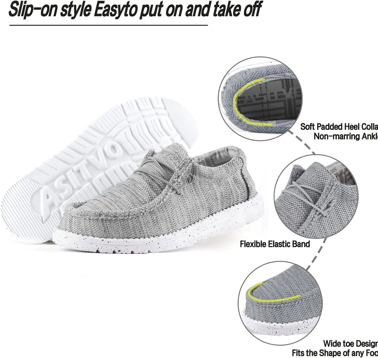 ASITVO Men's Wide Loafers & Slip-ons|Big Size Casual Slip on Walking Shoes|Width Toe Box
