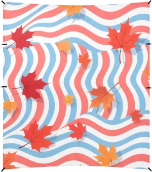 Autumn Maple Leaves Foldable Beach Tent UPF50 Water-Resistant Portable Sun Shelter Includes Sand Shovel, Sandbags, Stability Poles for Camping, Fishing, Backyard Fun