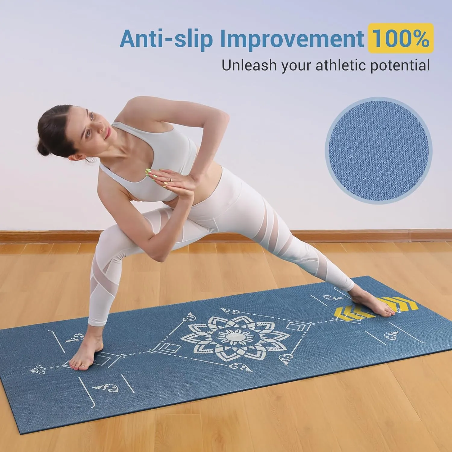 Avoalre Foldable Travel Yoga Mat Print | 5mm &6mm Thick Large Pilates Mat | Non-Slip High Density Floor Exercise Mat for Home Workout | Eco-Friendly Folding Fitness Mat for Women Men with Carrying Bag