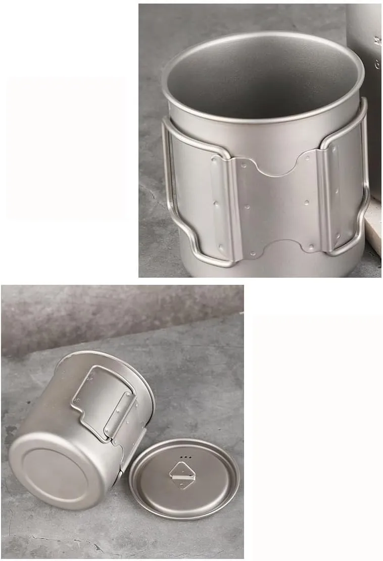 AYULL 1PC Pure Titanium Mug, Foldable Portable Coffee Cup Suitable for Outdoor Camping Or Home Use(700ml)