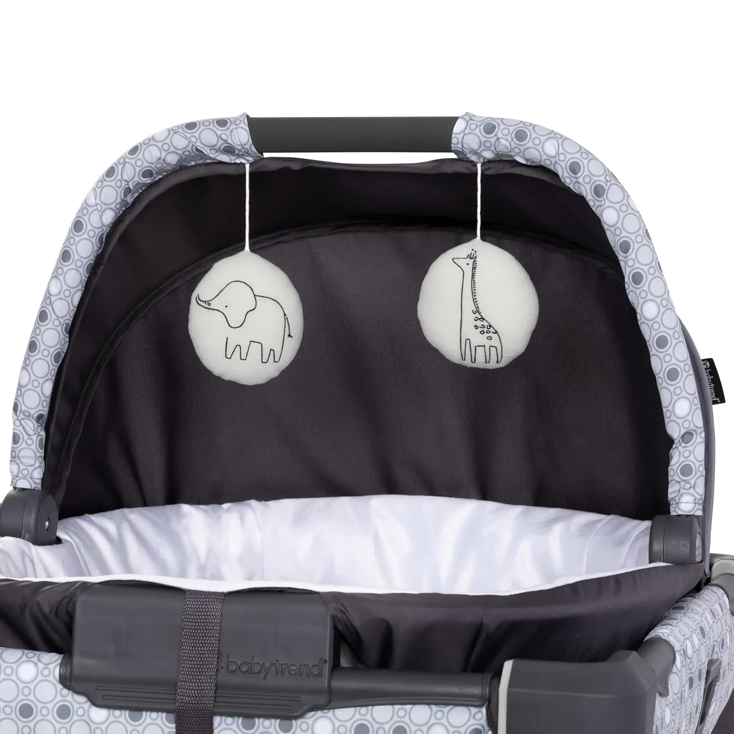 Baby Trend Nursery Den Playard with with Rocking Cradle, Snooze Pod, Flip Over Changer, Pebble Stone Grey