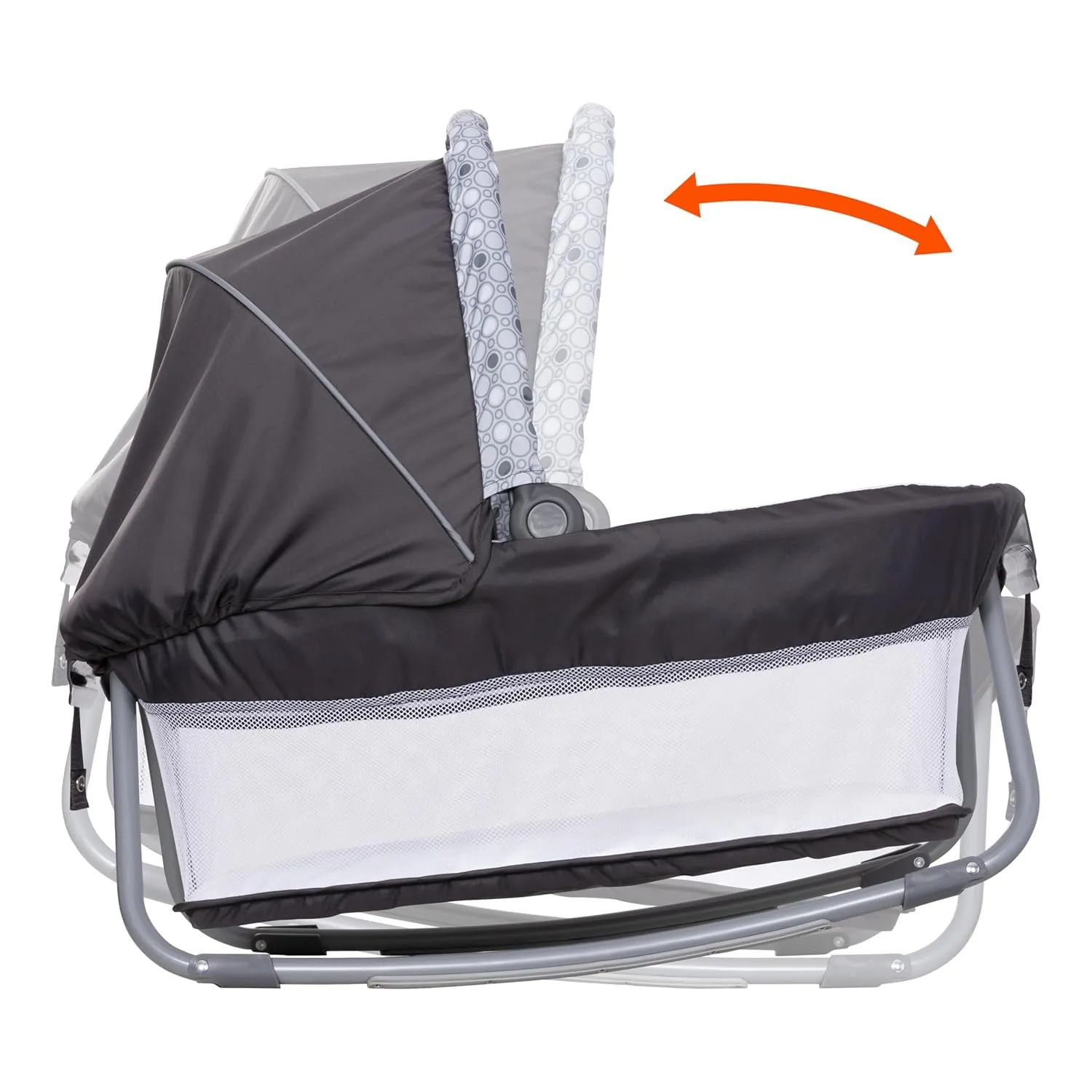 Baby Trend Nursery Den Playard with with Rocking Cradle, Snooze Pod, Flip Over Changer, Pebble Stone Grey