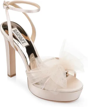 Badgley Mischka Women's Sophie Platform Sandal with Tulle Flower Heeled