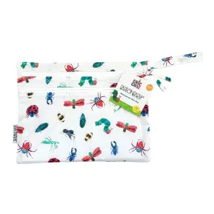 BapronBaby Eric Carle Bug World Wet Dry Bag - Waterproof Two Zipper Pockets - Reusable for Mealtime, Diapers, Stroller, Snacks, Swimsuits - Machine Washable - 11" x 9"