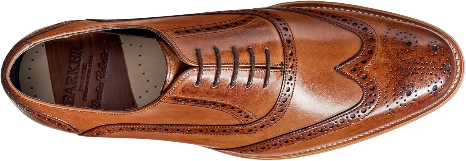 BARKER Valiant Men's Handmade Oxford Derby Shoes - Premium Calf Leather, Goodyear Welted, Hand-Painted Finish, Classic Formal Style