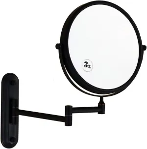 Bathroom Antique Mirror Wall-Mounted Hotel Cosmetic Mirror Black Folding Double-Sided Telescopic Makeup Mirror for Wall Enlargement by Factor of 3