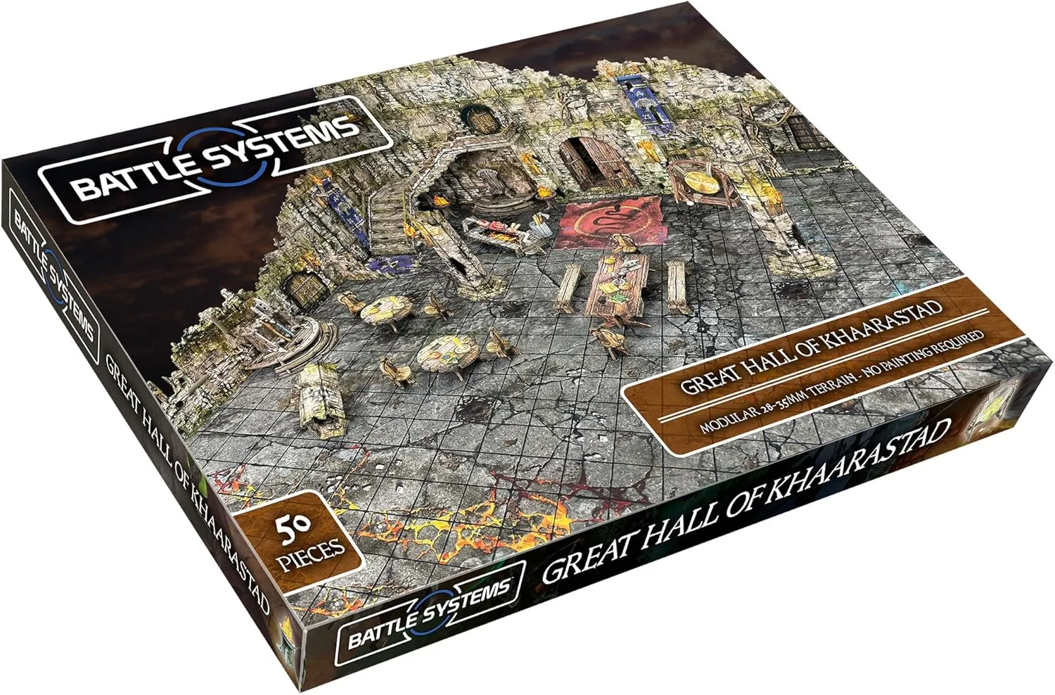 Battle Systems Fantasy Dungeon Terrain Great Hall of Khaarastad Terrain Immersive Scenery for D&D DND Maladum Pathfinder RPGs Full Color Heavy Duty Cardstock Printed Both Sides